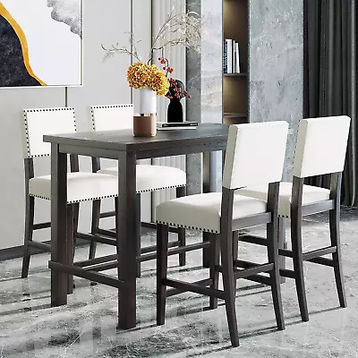 Kitchen 5-Piece Counter Height Dining Set Classic Elegant Table And 4 Chairs In • $634.88