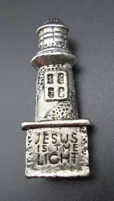 Jesus Is The Light Silver Tone Lighthouse Brooch Pin Fashion Jewelry 2  Stunning • $10.99