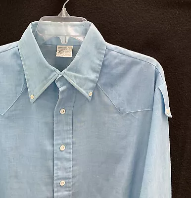 Vtg 70’s Kmart Button Light Blue Shirt~Lrg~Lightweight Cotton Blend~USA Made • $34.17
