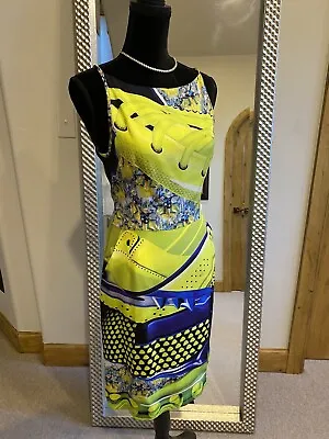 Mary Katrantzou  Wearable Art  Lime & Blue Knee Length Dress US 8 UK 12 • $350