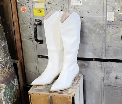 Dream Pairs Knee High Slouchy Boots Womens Size 9 White Block Heel Pointed Toe • $45