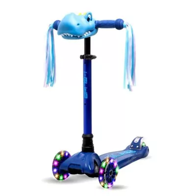 I-GLIDE 3 Wheel Kids V3 Kick Scooter Blue/Blue Dinosaur Head And Ribbons • $164.90