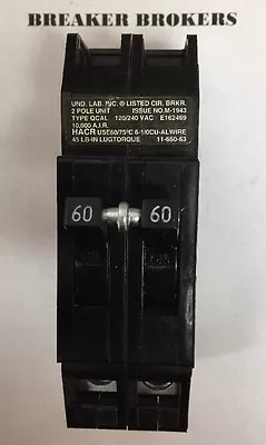 ZINSCO GTE SYLVANIA Type Q 2 Pole 60 Amp 240V CIRCUIT BREAKER - SHIPS TODAY • $59.97