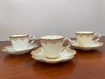 Very Rare Late Victorian Coalport 3  Demitasse Cup And Saucer Set With Gilt Edge • £30