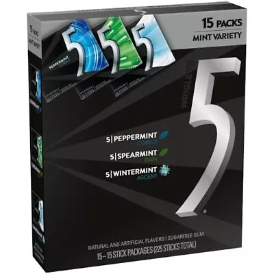 15 Pack 5 GUM Peppermint Spearmint Wintermint Sugar Free Chewing Gum Variety ... • $26.14