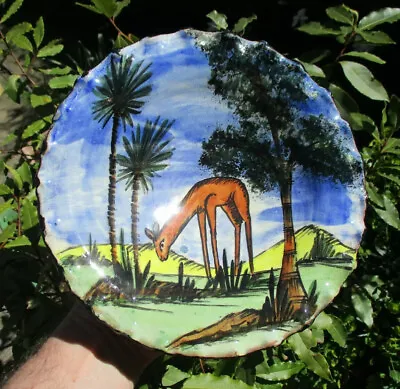 £18 • Buy Hand-painted Oasis Scene Moroccan Studio Pottery Terracotta Wall Or Serving Dish