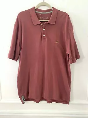 Orvis Size Extra Large Men's Pink Salmon Golf Logo Polo Shirt • $39.40