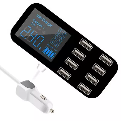 Car Charger 8 Port Fast Multi USB LCD Display 12V Phone Hub For Tablet DVR B0P9 • $15.39