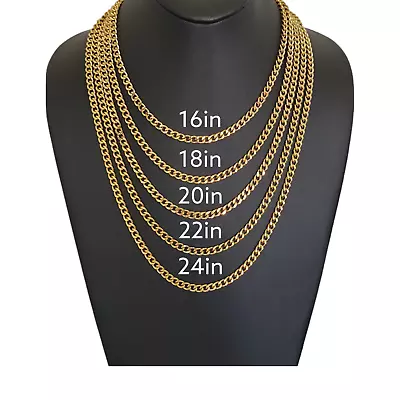 Stainless Steel Gold Plated Cuban Chain Necklace 5mm Hip Hop Jewelry Unisex Men • $4.99