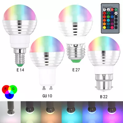 E27/B22/E14 LED Bulb Light 16 Colors 3W RGB Lighting Lamp With IR Remote Control • $13.48