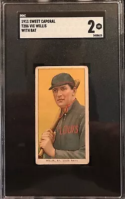 1909-11 T206 Tobacco Baseball Card VIC WILLIS With Bat  St. Louis HOF  SGC 2 • $350