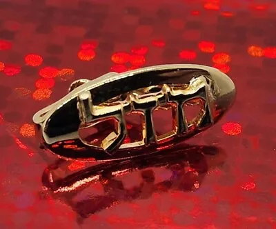 Vintage TIE BAR CLIP CLASP STAY Oval Gold Tone Hebrew Letters For LUCK • $9.99