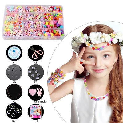 £8.99 • Buy DIY Bracelet Necklace Craft Kids Own Beads Jewellery Making Kit Beads Set Colour