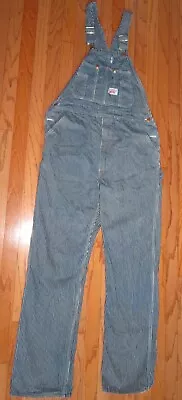 Round House Men Carpenters Stripped JEAN Bib Overalls Coveralls Sz 34 X 34 *NICE • $7.50