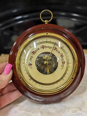 Vintage Wood And Brass Wall Hanging WELBY Barometer Made In Germany • $20