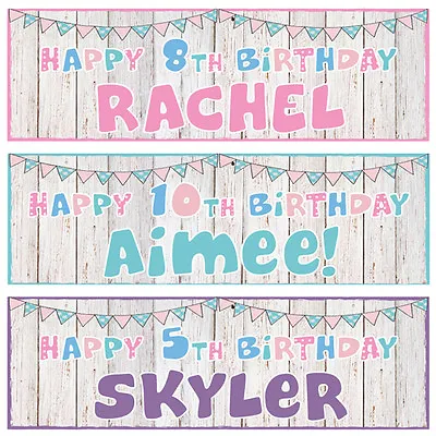 £3.85 • Buy 2 PERSONALISED BUNTIN BIRTHDAY BANNERS - 1st 2nd 3rd 4th 5th 6th 7th 8th 9th