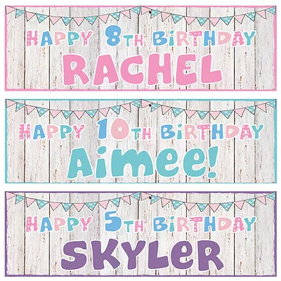 2 PERSONALISED BUNTIN BIRTHDAY BANNERS - 1st 2nd 3rd 4th 5th 6th 7th 8th 9th • £3.19