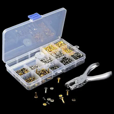 480PCS/Set DIY Leather Rivets Kit Double Cap Tubular Metal Studs Repair Tool US • $16.82