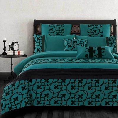 $79 • Buy Floral Quilt Cover Black Teal Green Duvet Cover Set / Matching_Accessories