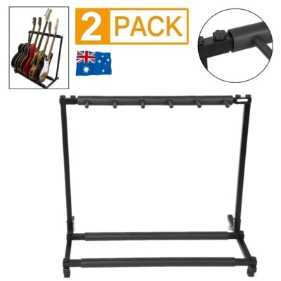 $56.99 • Buy 2xMetal Padded Foam Guitar Stand Fits 5 Guitars Tidy Storage Display Rack Holder