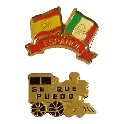 2 Enamel Pins Spain Flags & Inspirational Train • $4.25