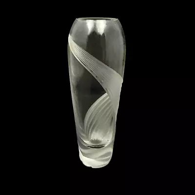 Vintage Lenox Windswept Crystal Vase Clear Cut Etched Frosted Swirl  7” • $14.99