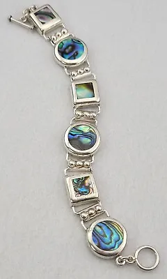 Vintage 925 Sterling Silver Bracelet W/ Inlaid Abalone Shell - TAXCO - 44 Grams • $59