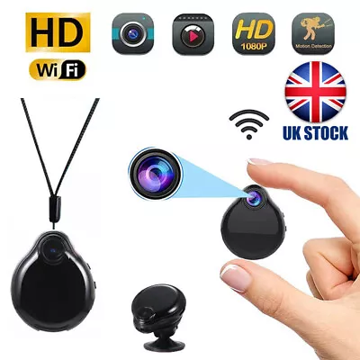 UK Mini Camera WIFI Secret Wearable 1080P HD Motion Detection DVR Necklace Cam • £18.49