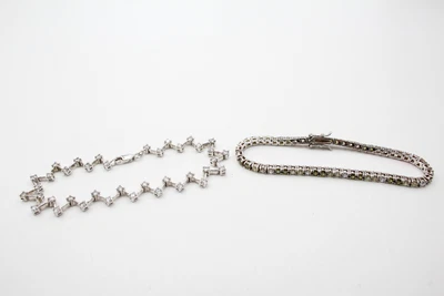£0.99 • Buy 2 X .925 Sterling Silver (20g) Tennis BRACELETS Inc. Cubic Zirconia