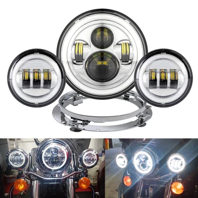 $89.99 • Buy For Yamaha V Star 650 950 1100 Custom 7  LED Headlight + 4.5  Passing Lights