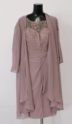 JJ's House Women's Chiffon Lace Mother Of The Bride Dress W/ Wrap LV5 Dusk US:16 • $54.99