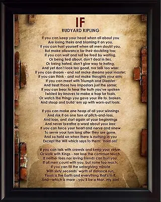 “If” Poem By Rudyard Kipling - Framed Poster Picture Print Motivational Wall Art • $15.67