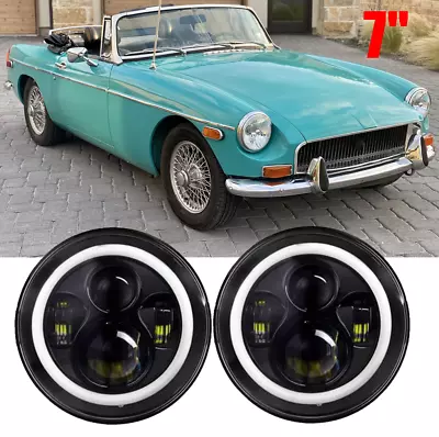 2X 7  Round LED Headlights Angel Eyes DRL High-Low Beam For MG MGB 1969-1981  • $109.19