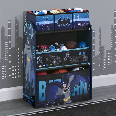Boys Girls Wood Frame Multi Bin Toy Storage Organizer Batman Kids Children New.. • $58.82