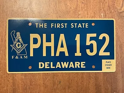 2020 Delaware Masonic F&AM License Plate Tag PHA 152 • $29.99