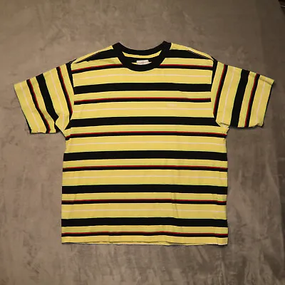 VTG Obey Skateboard T Shirt Mens XXL Yellow Striped Made In USA 1990s • $18.95