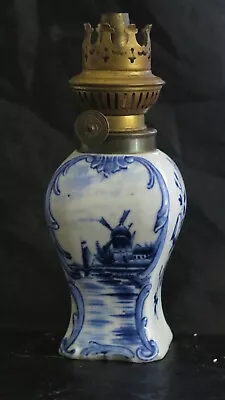 ITEM #4 Art Glass Victorian Miniature DELFT Oil Lamp Base • $188