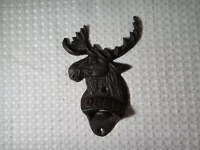 Cast Iron Moose Bottle Opener Wall Mount Cabin Lodge Rustic Decor Elk Deer • $16.99