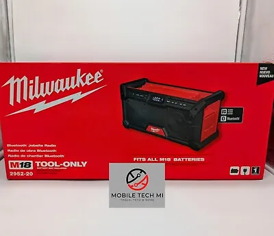 Milwaukee M18 Bluetooth 5.0 Jobsite Radio 2952-20 AM/FM Stereo Speaker AC Adapte • $155.98