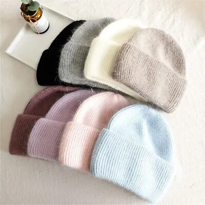 New Winter Hat For Women Rabbit Cashmere Knitted Beanies Female Beanie Hats • $12.91