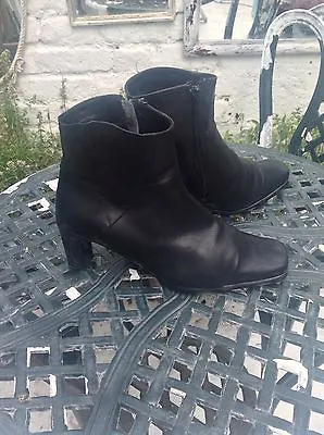 Womens Black Leather Ankle Boots Size 4 Size Italian Lea Foscati • £24.25