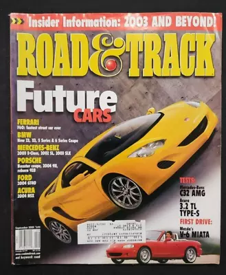 Road & Track Magazine September 2001 Ferrari F60 V-6 Miata Mercedes Acura NSX • $5.45