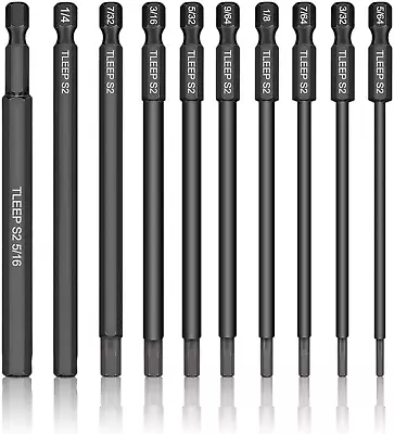TLEEP 10 X Long 100MM 1/4 Inch Hex Head Allen Wrench Drill Bits 5/16” To 5/64” • $18.93