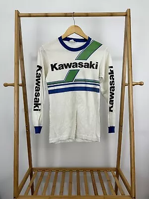 VTG 80s Kawasaki Motocross Bike Racing AOP Jersey Shirt Size S • $89.96