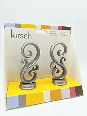 Kirsch - Scroll Style Satin Nickel Metal Finials - 2 Piece Set -Curtain Rod Ends • $13.49