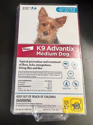 K9 Advantix Flea & Tick Treatment Medium Dog Over 11-20lbs  2 Doses 6548 • $17