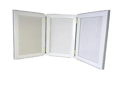 £7.60 • Buy White Triple 3 Picture Vertical Double Hinged Folding Photo Frame 6 X 4 Gift 4x6