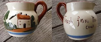 Vintage WATCOMBE Torquay England Redware Motto Creamer  Fresh From The Cow  EUC • $8