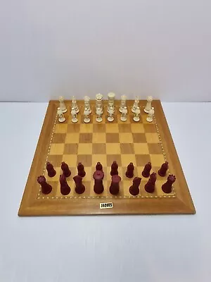 £99.95 • Buy Jaques London Chess Board With Velvet Bottom Stone Chess Pieces