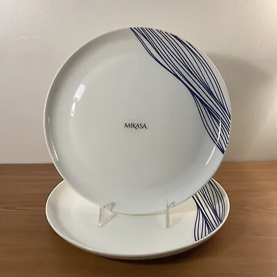 Mikasa Wave Bone China Dinner Plates 10.75  Set Of 2 • $39